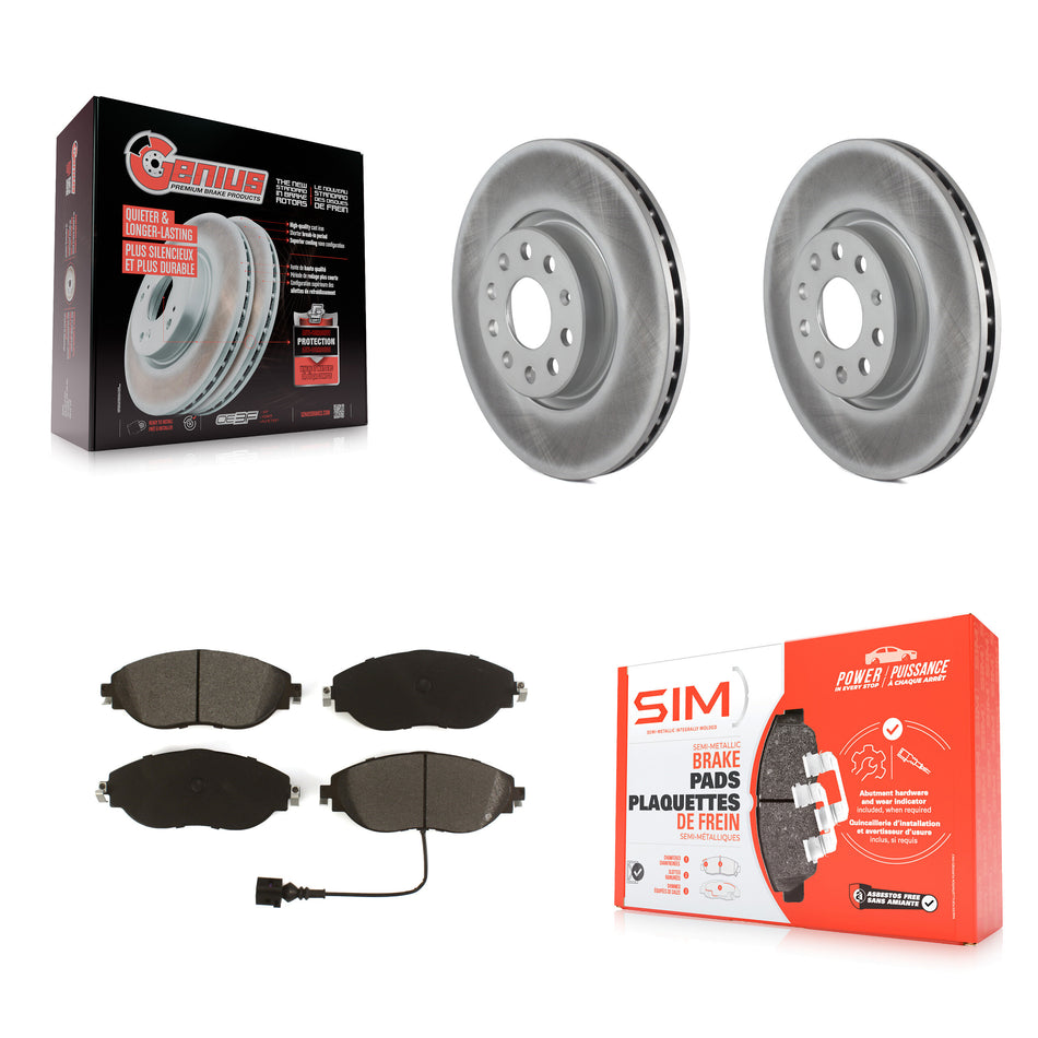 Front Coated Disc Brake Rotors And Semi-Metallic Pads Kit For 2015 Volkswagen GTI With Performance Package KGS-101916