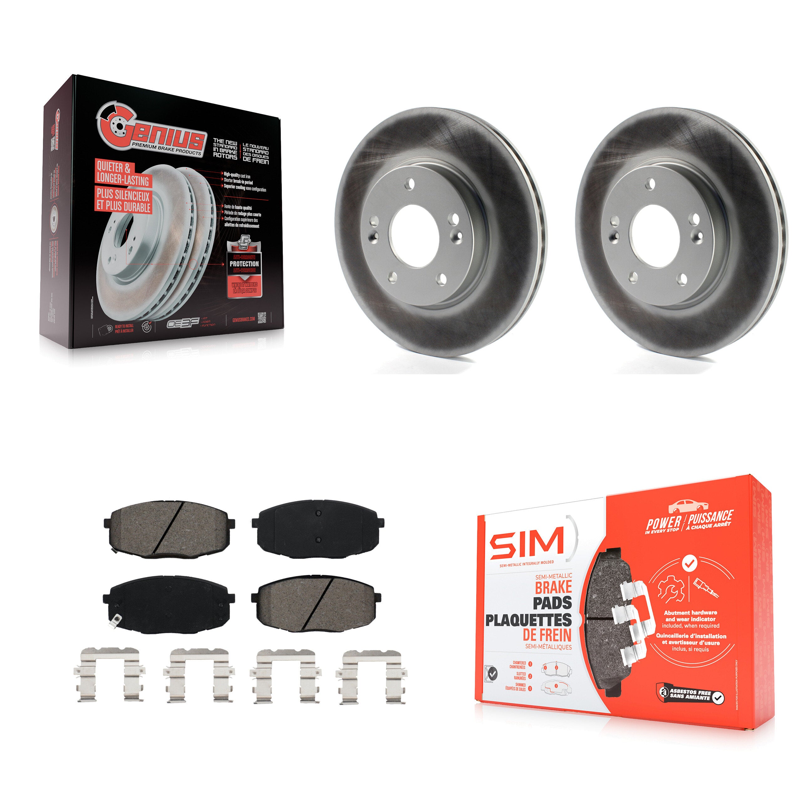 Front Coated Brake Rotors Semi-Metallic Pad Kit For Kia Hyundai Kona Seltos Forte Soul GT KGS-101924