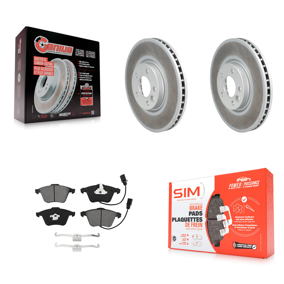 Front Coated Disc Brake Rotors And Semi-Metallic Pads Kit For Volkswagen CC With 340mm Diameter Rotor KGS-101926