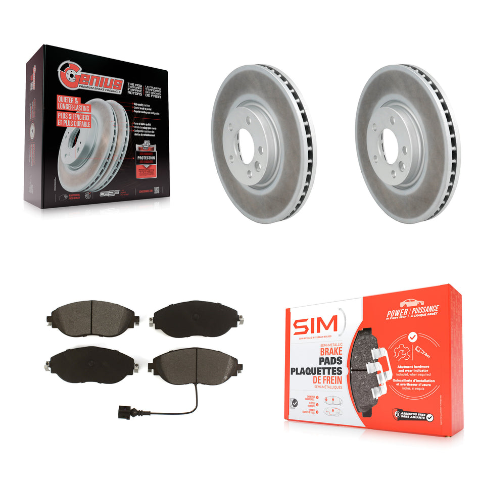 Front Coated Disc Brake Rotors And Semi-Metallic Pads Kit For Volkswagen CC AWD KGS-101927