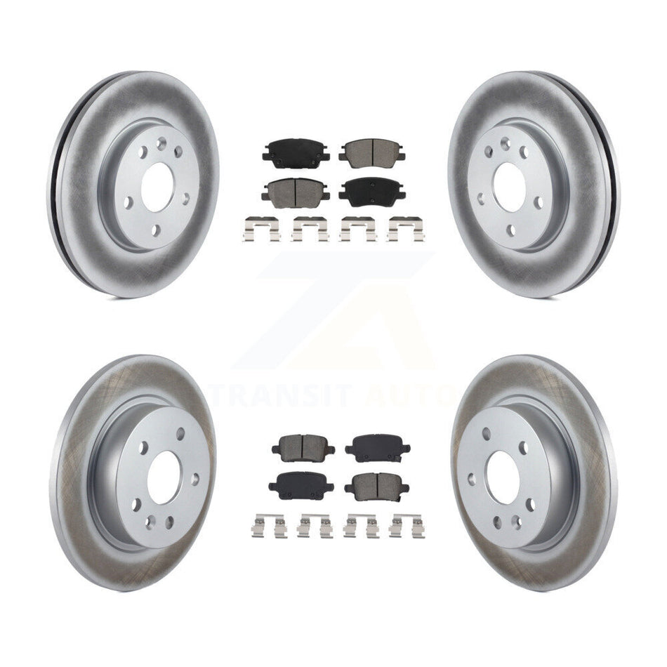 Front Rear Coated Disc Brake Rotors And Semi-Metallic Pads Kit For 2016 Chevrolet Cruze With 268mm Diameter Rotor KGS-101938