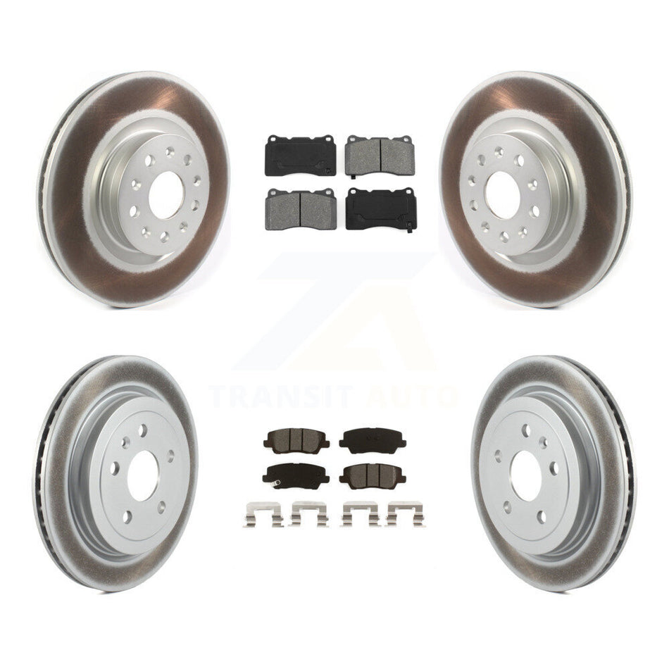 Front Rear Coated Disc Brake Rotors And Semi-Metallic Pads Kit For Cadillac CTS With 18" Factory Wheels KGS-101944