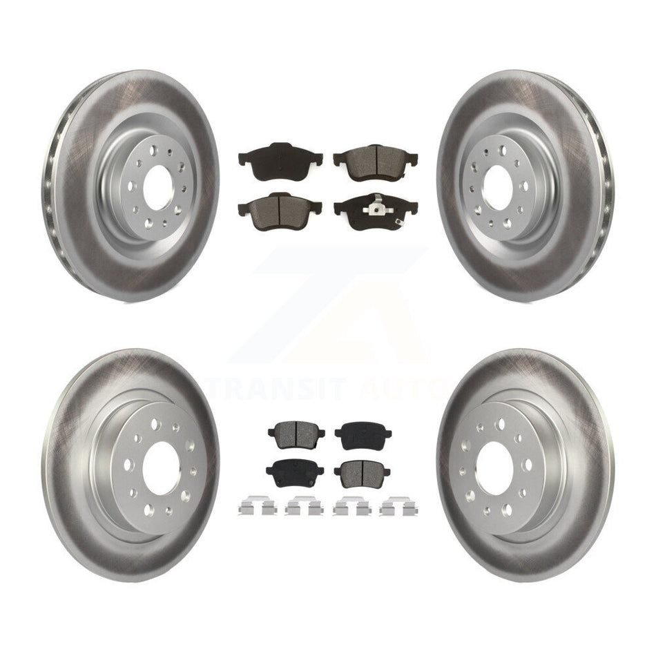 Front Rear Coated Disc Brake Rotors And Semi-Metallic Pads Kit For 2014-2020 Fiat 500L KGS-101951