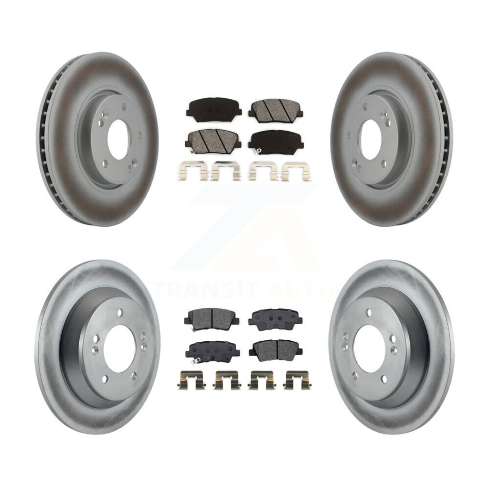 Front Rear Coated Disc Brake Rotors And Semi-Metallic Pads Kit For Kia Rondo KGS-101955