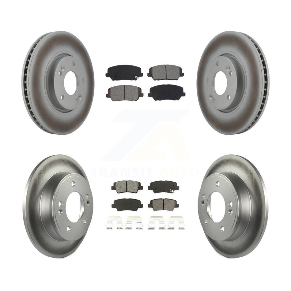 Front Rear Coated Disc Brake Rotors And Semi-Metallic Pads Kit For Kia Forte Forte5 SX KGS-101956