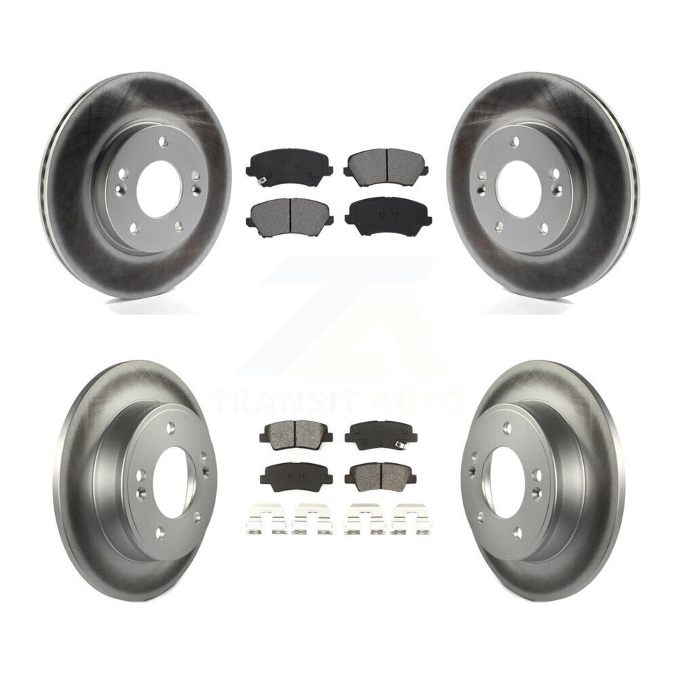 Front Rear Coated Brake Rotor Semi-Metallic Pad Kit For Hyundai Elantra GT Kia Forte Koup KGS-101965