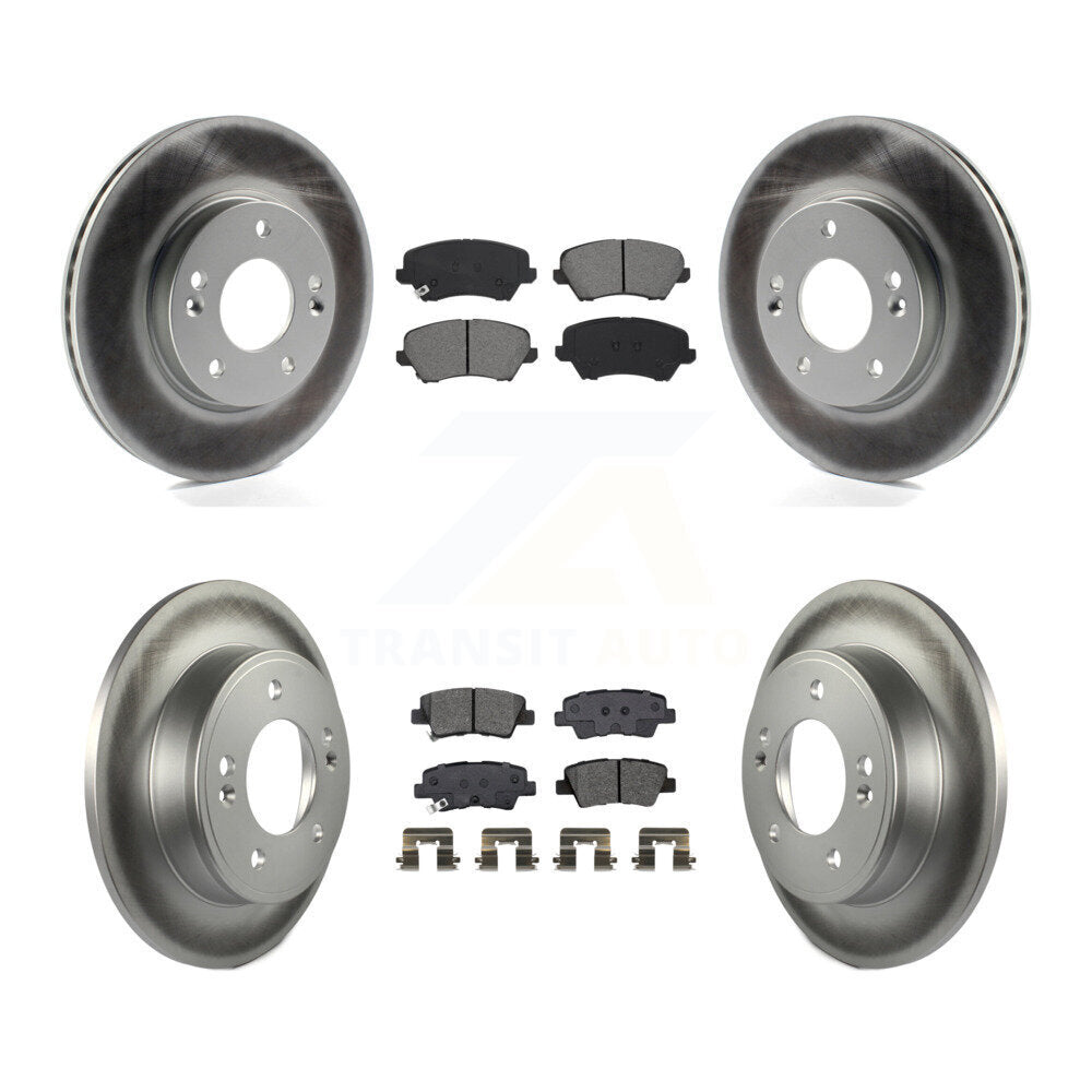 Front Rear Coated Brake Rotor Semi-Metallic Pad Kit For Kia Forte Hyundai Forte5 Veloster KGS-101966
