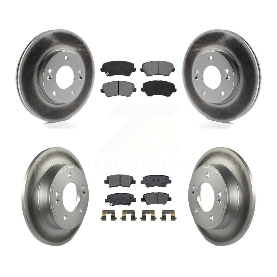 Front Rear Coated Brake Rotor Semi-Metallic Pad Kit For Kia Forte Hyundai Forte5 Veloster KGS-101966