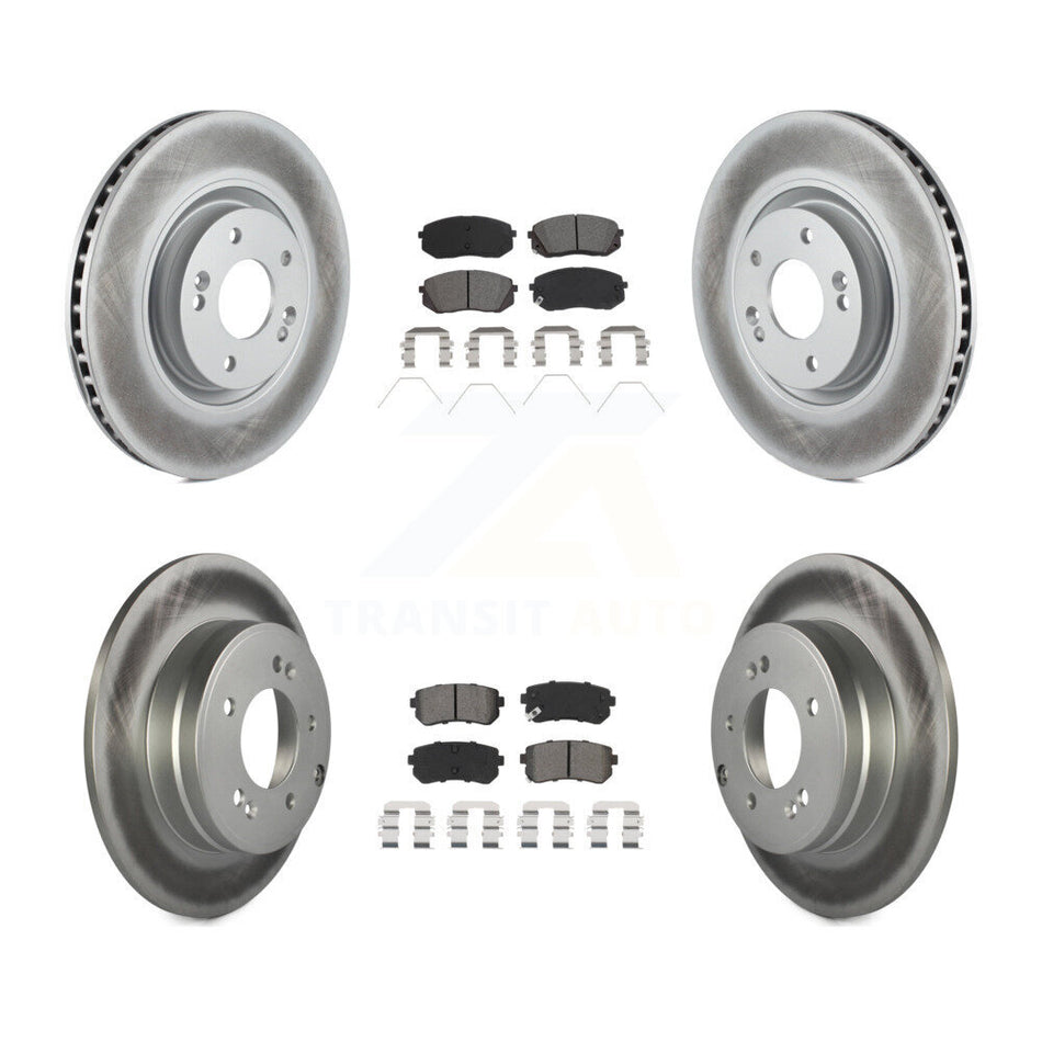 Front Rear Coated Disc Brake Rotors And Semi-Metallic Pads Kit For Kia Optima With Manual Parking KGS-101970