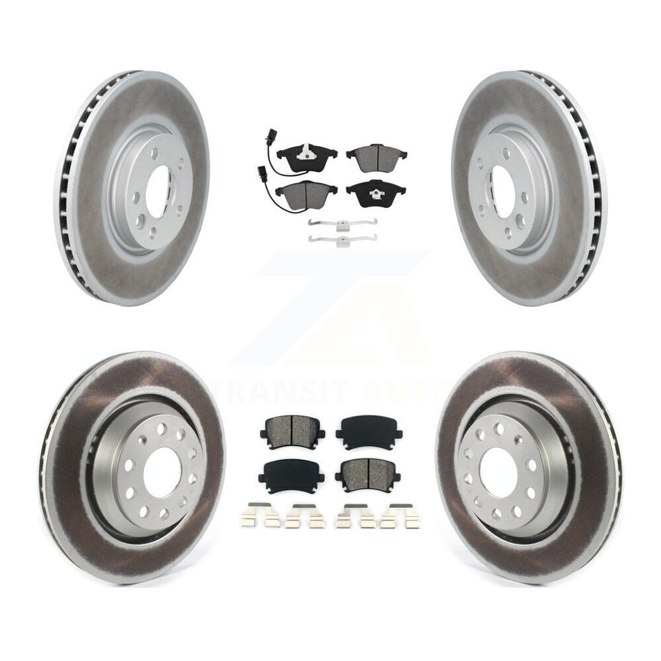 Front Rear Coated Disc Brake Rotors And Semi-Metallic Pads Kit For Volkswagen CC With 340mm Diameter Rotor KGS-101973
