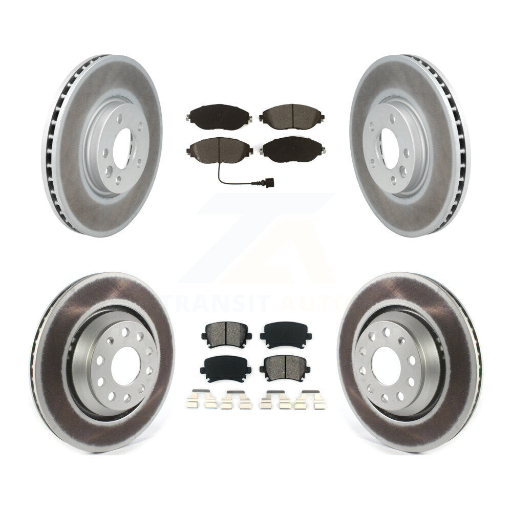 Front Rear Coated Disc Brake Rotors And Semi-Metallic Pads Kit For Volkswagen CC AWD KGS-101974