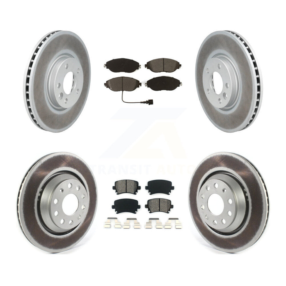 Front Rear Coated Disc Brake Rotors And Semi-Metallic Pads Kit For Volkswagen CC AWD KGS-101974