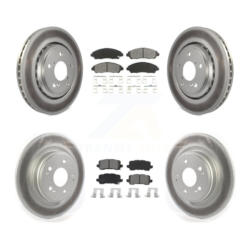 Front Rear Coated Disc Brake Rotors And Semi-Metallic Pads Kit For Acura MDX KGS-101977