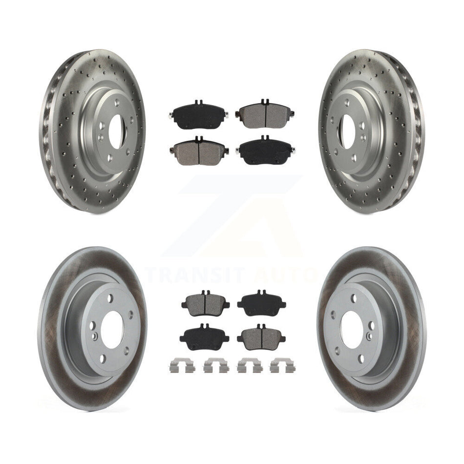 Front Rear Coated Disc Brake Rotors & Semi-Metallic Pad Kit For Mercedes-Benz B250 CLA250 KGS-101982