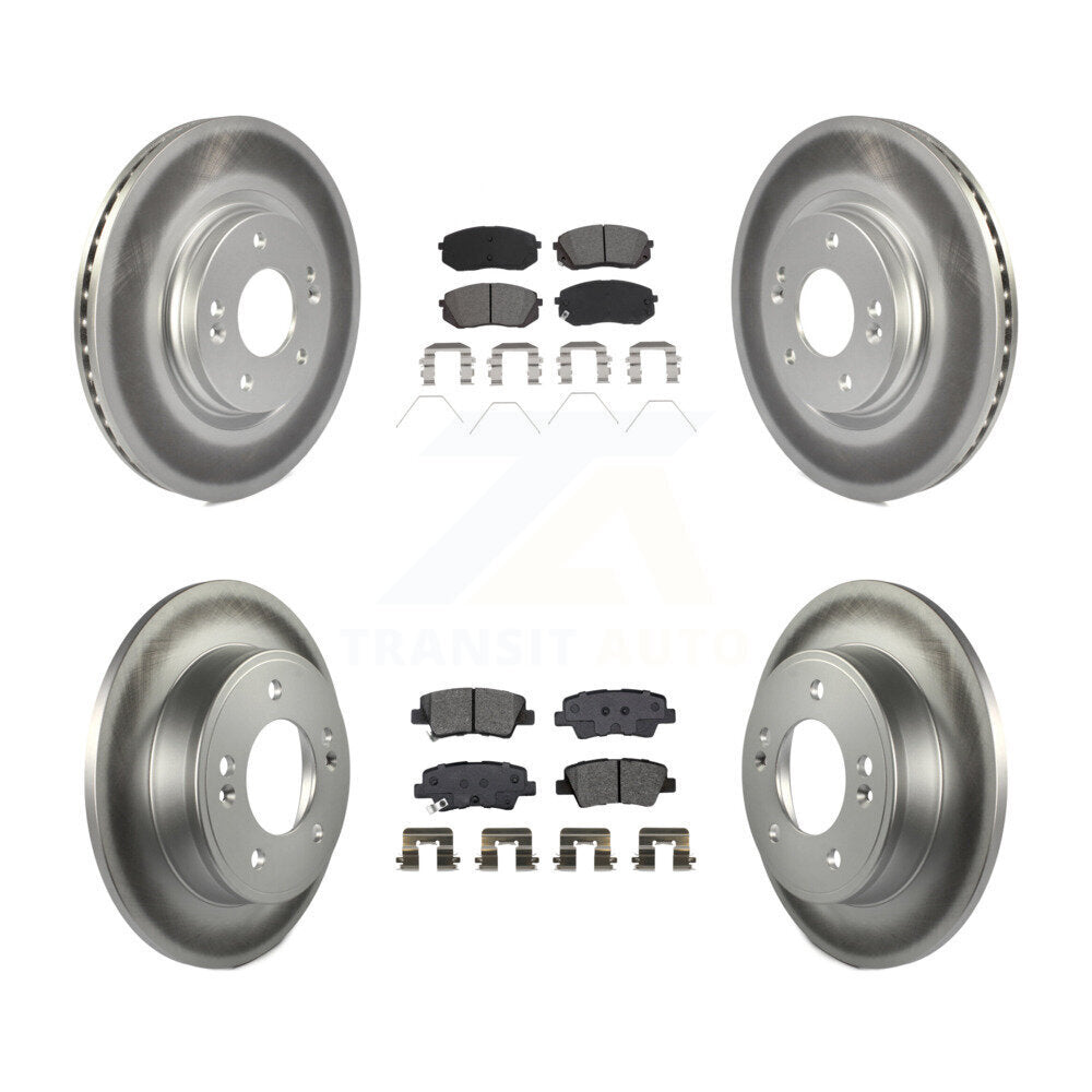 Front Rear Coated Disc Brake Rotors And Semi-Metallic Pads Kit For 2021 Kia Forte5 1.6L KGS-101992