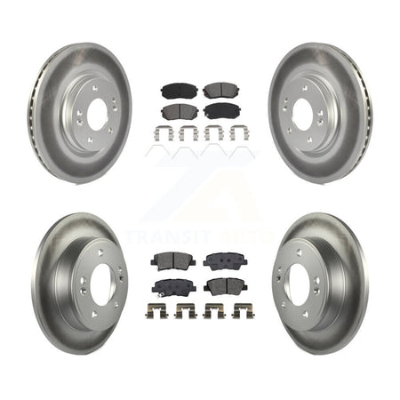 Front Rear Coated Disc Brake Rotors And Semi-Metallic Pads Kit For 2021 Kia Forte5 1.6L KGS-101992