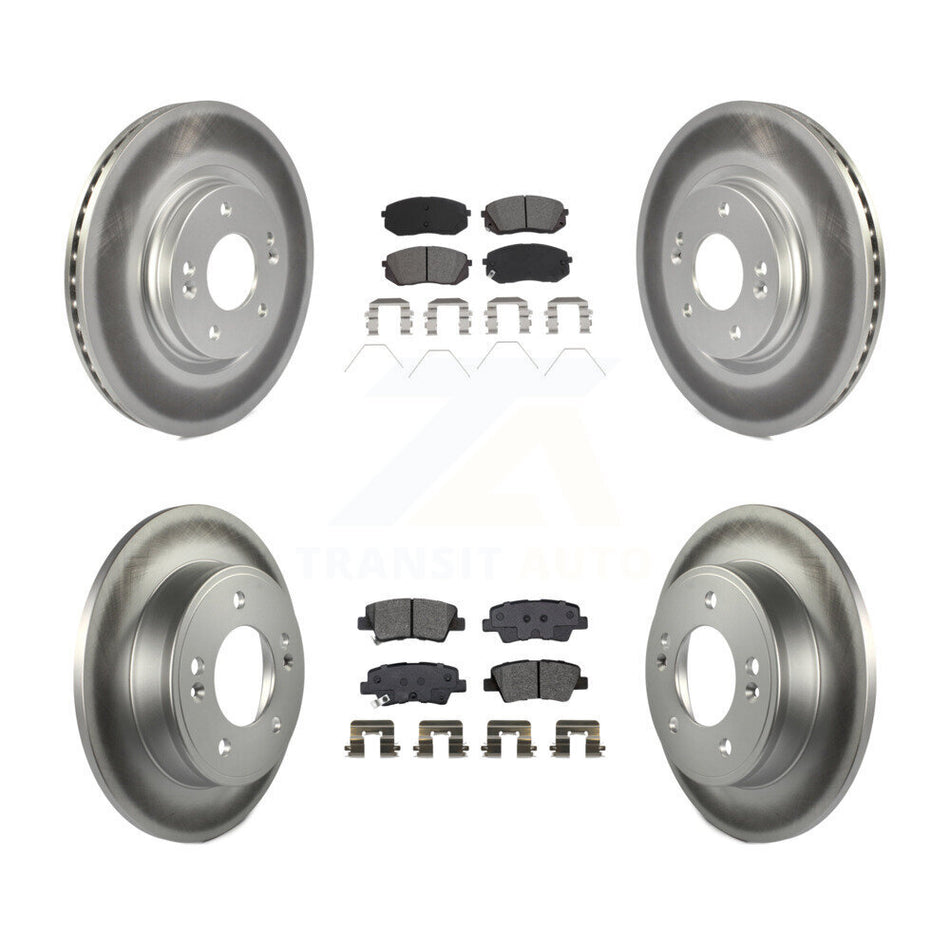 Front Rear Coated Disc Brake Rotors And Semi-Metallic Pads Kit For 2021 Kia Forte5 1.6L KGS-101992
