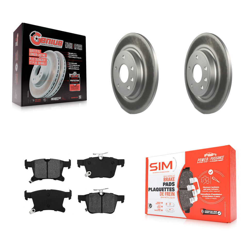 Rear Coated Brake Rotor Semi-Metallic Pad Kit For Chrysler Pacifica Grand Caravan Voyager KGS-102013