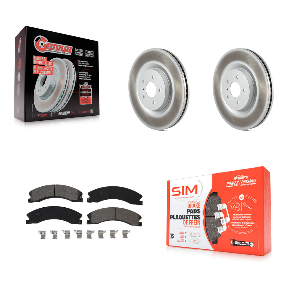 Rear Coated Disc Brake Rotors And Semi-Metallic Pads Kit For 2012-2021 Nissan NV2500 NV3500 NV1500 KGS-102017