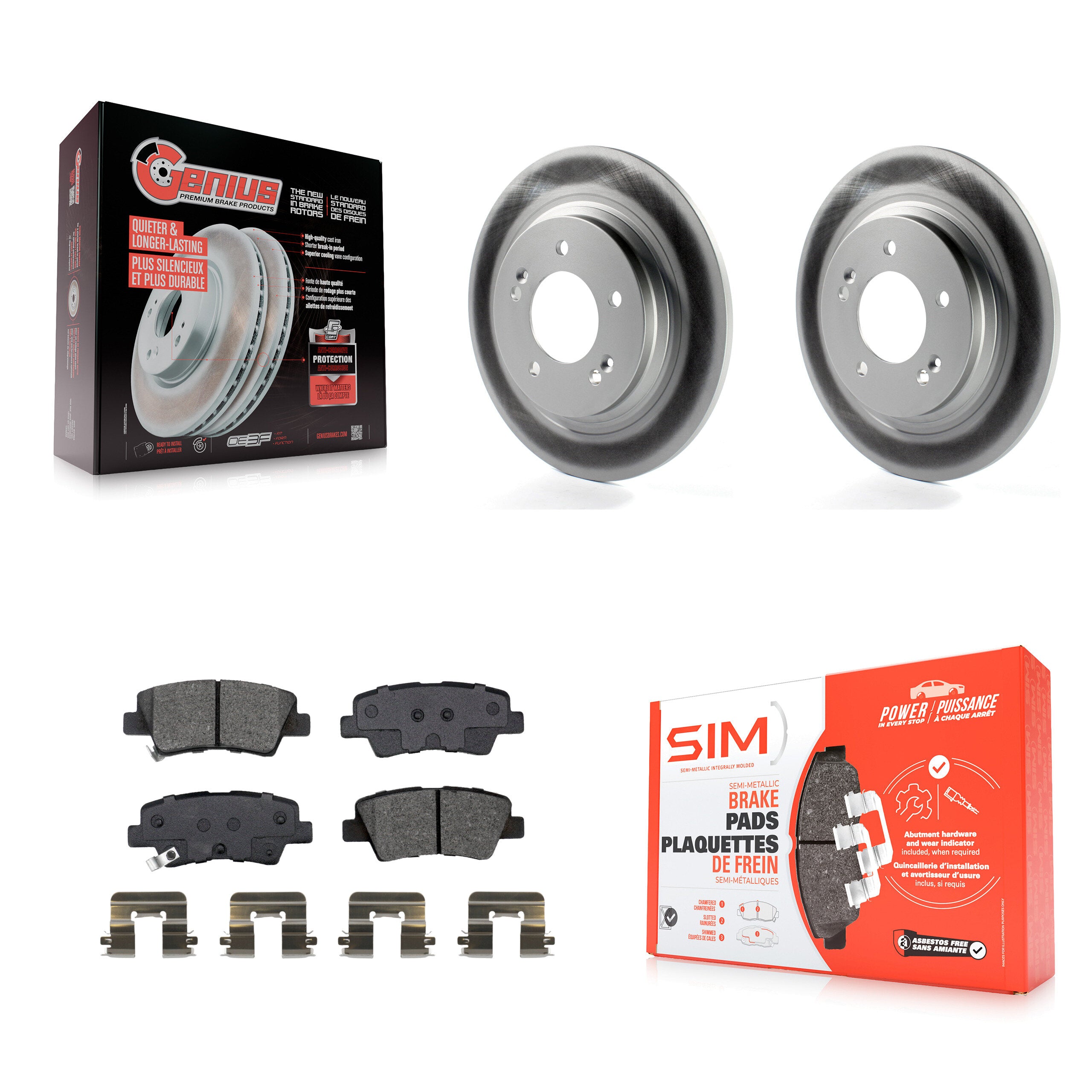 Rear Coat Brake Rotor Semi-Metallic Pad Kit For Hyundai Kia Sonata Elantra GT Forte5 Soul KGS-102019