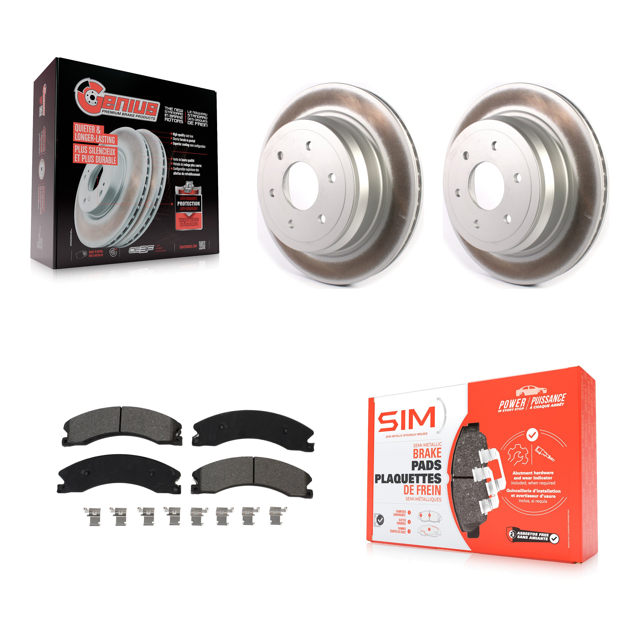Rear Coated Disc Brake Rotors And Semi-Metallic Pads Kit For 2016-2024 Nissan TITAN XD KGS-102023