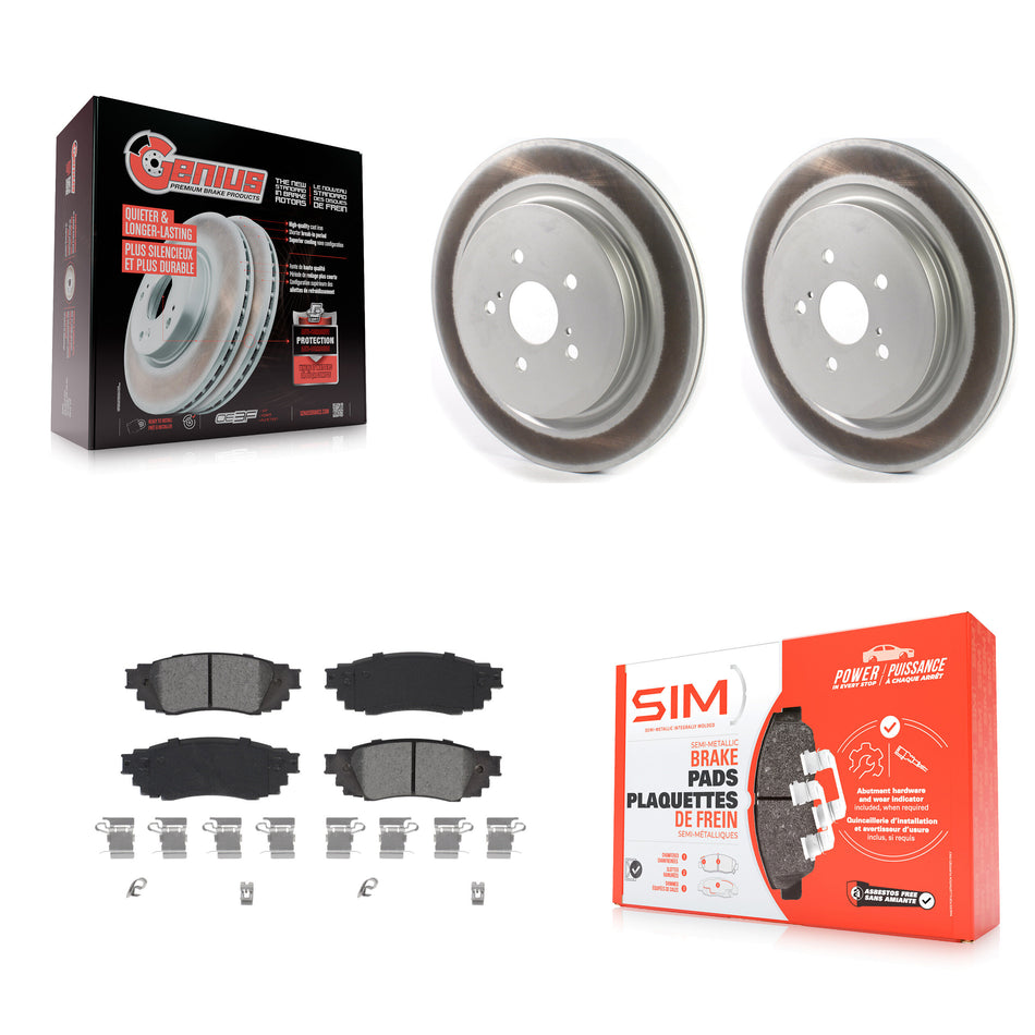 Rear Coated Disc Brake Rotors Semi-Metallic Pad Kit For Lexus RX350 RX450h RX350L RX450hL KGS-102025