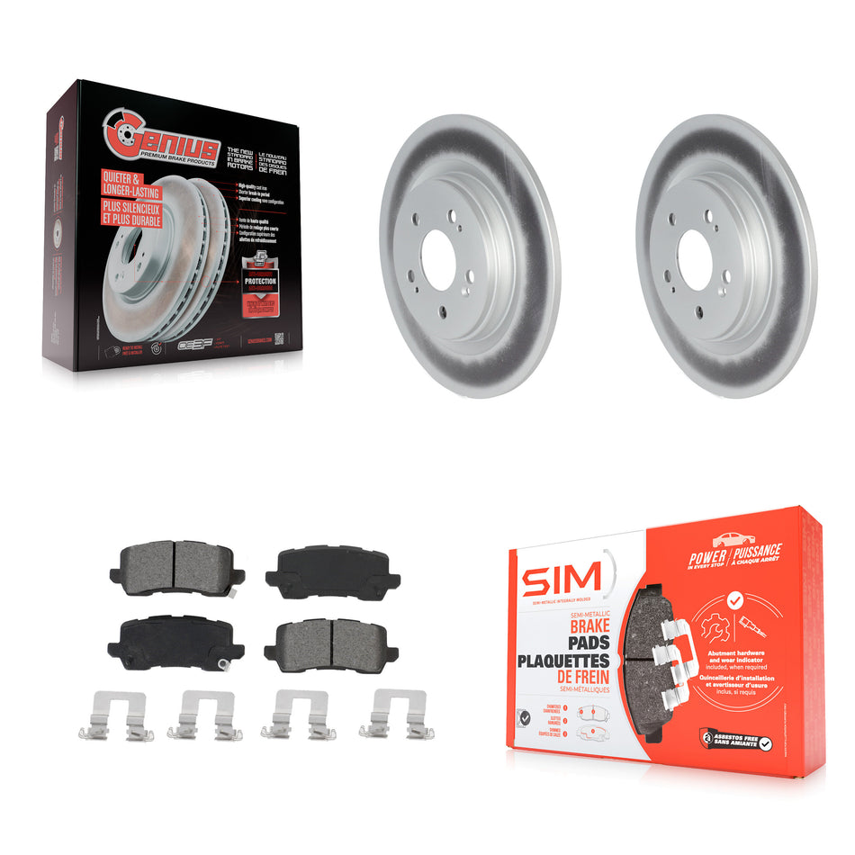 Rear Coated Disc Brake Rotors And Semi-Metallic Pads Kit For 2018-2023 Honda Odyssey KGS-102030
