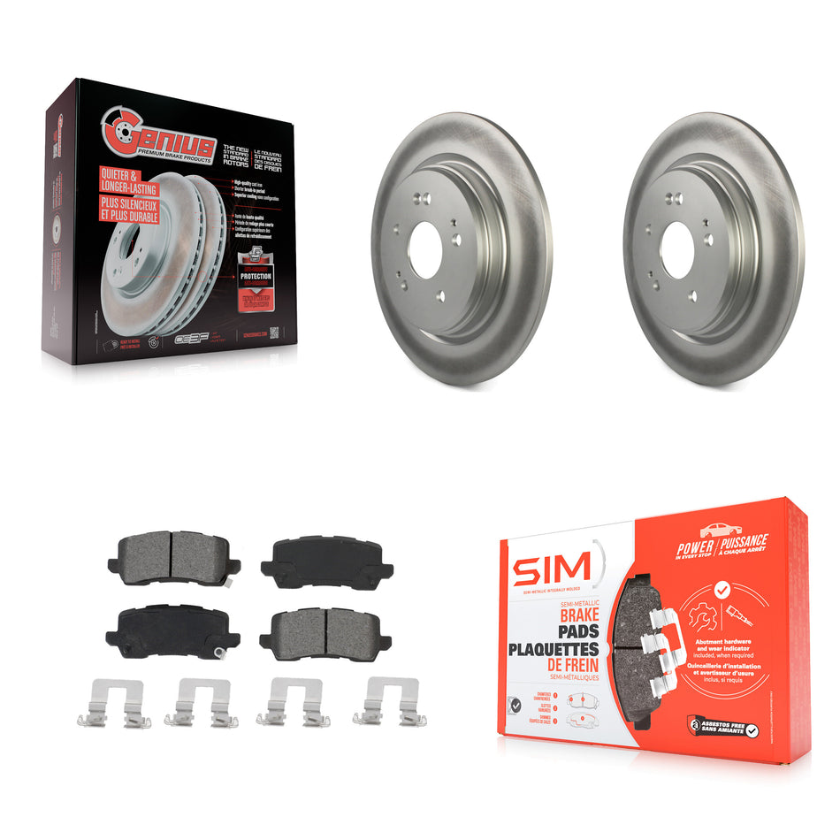Rear Coated Disc Brake Rotors And Semi-Metallic Pads Kit For 2015-2020 Acura TLX KGS-102033