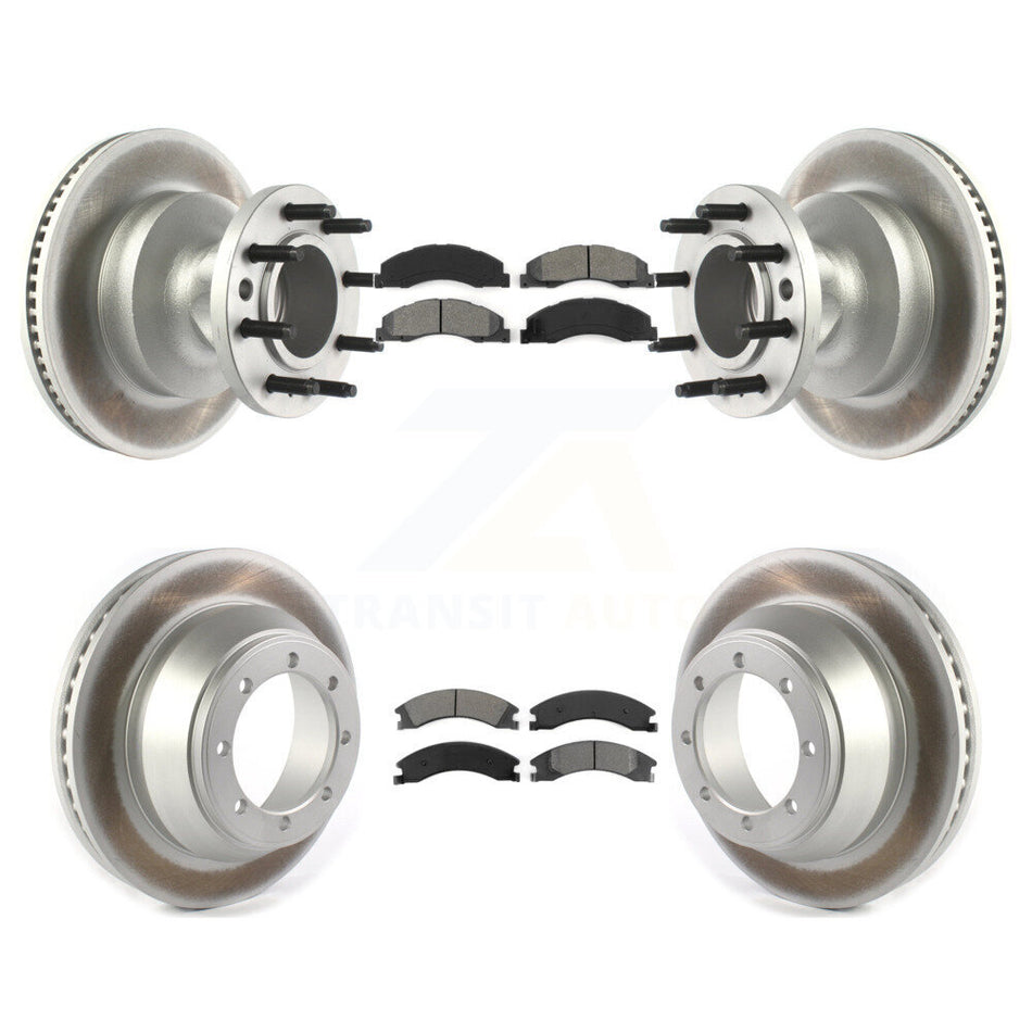 Front Rear Coated Disc Brake Rotors And Semi-Metallic Pads Kit For 2009-2010 Ford E-450 Super Duty DIESEL engine With Dual Wheels KGS-102073