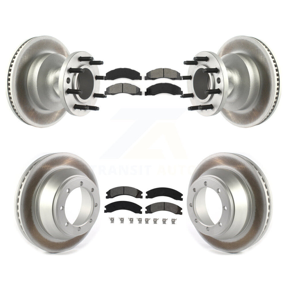 Front Rear Coated Disc Brake Rotors And Semi-Metallic Pads Kit For Ford E-450 Super Duty KGS-102074