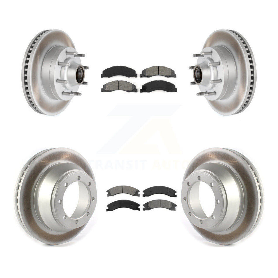 Front Rear Coated Disc Brake Rotors And Semi-Metallic Pads Kit For 2009-2010 Ford E-450 Super Duty DIESEL engine With Single Wheels KGS-102076