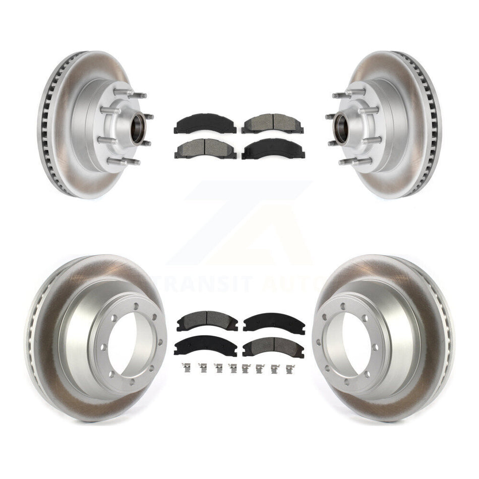 Front Rear Coated Disc Brake Rotors And Semi-Metallic Pads Kit For Ford E-450 Super Duty With Single Wheels KGS-102077