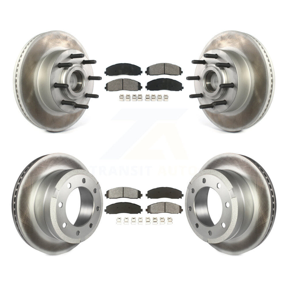 Front Rear Coated Disc Brake Rotors And Semi-Metallic Pads Kit For Ford F-250 Super Duty F-350 KGS-102080