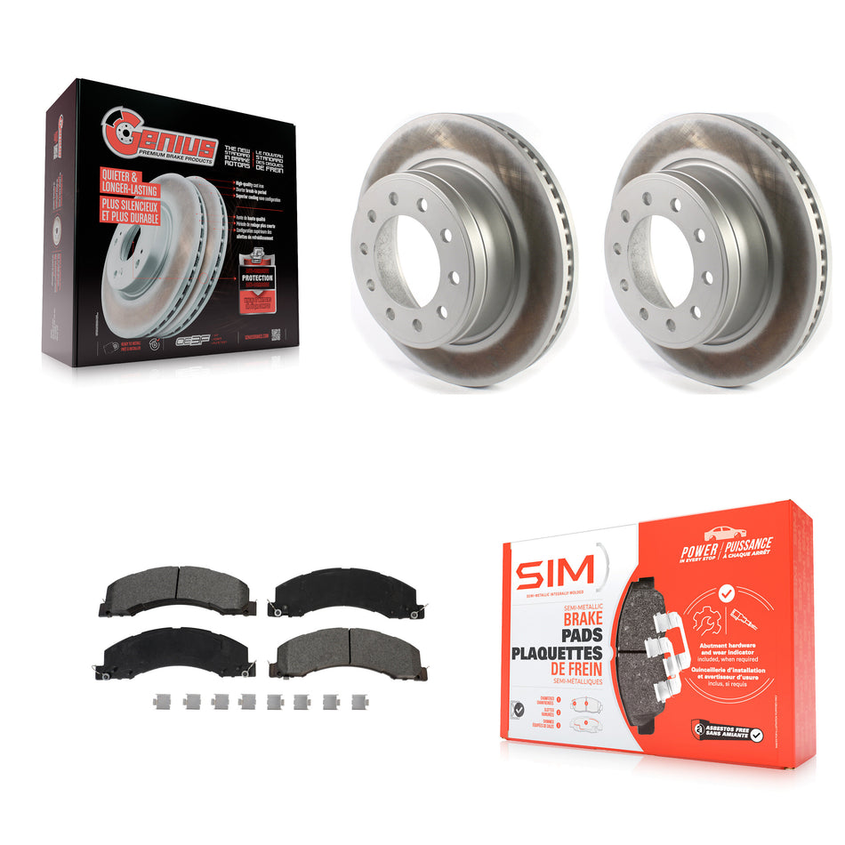 Front Coated Disc Brake Rotors And Semi-Metallic Pads Kit For Ram 5500 Dodge Sterling Truck 4500 Bullet 45 55 KGS-102085