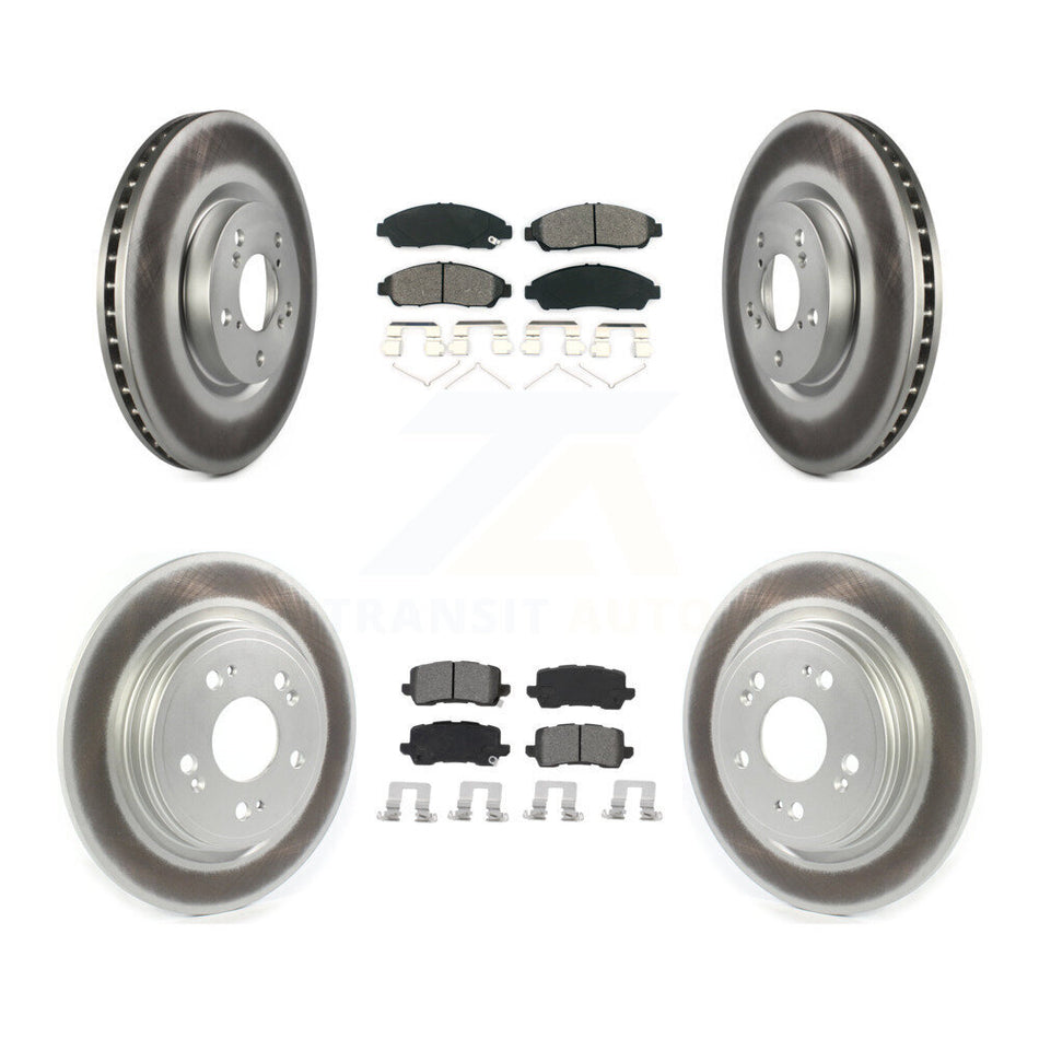 Front Rear Coated Disc Brake Rotors And Semi-Metallic Pads Kit For 2014-2020 Acura RLX Sport Hybrid SH-AWD KGS-102089