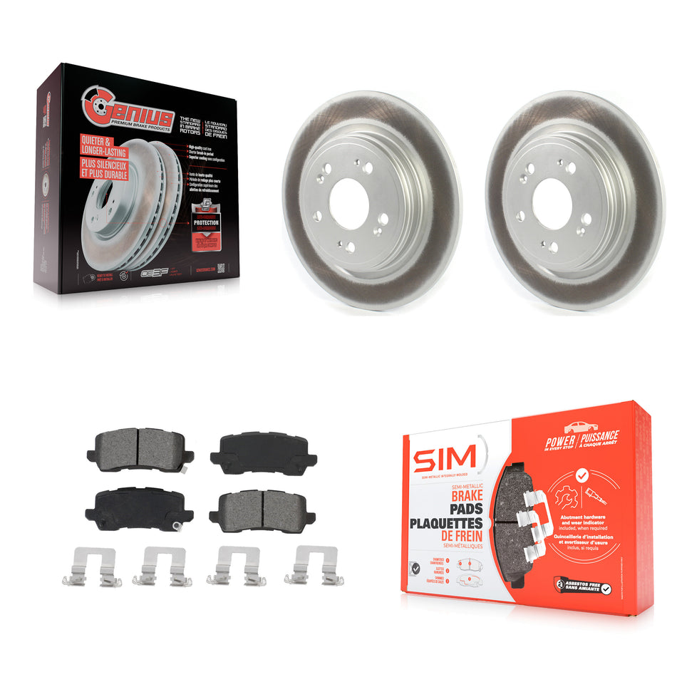 Rear Coated Disc Brake Rotors And Semi-Metallic Pads Kit For 2014-2020 Acura RLX KGS-102094