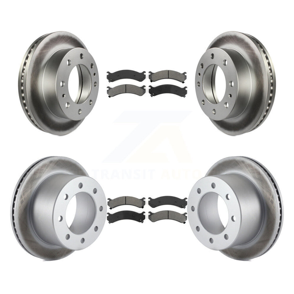 Front Rear Coated Disc Brake Rotors And Semi-Metallic Pads Kit For Chevrolet Silverado 3500 HD GMC Sierra Classic KGS-102105