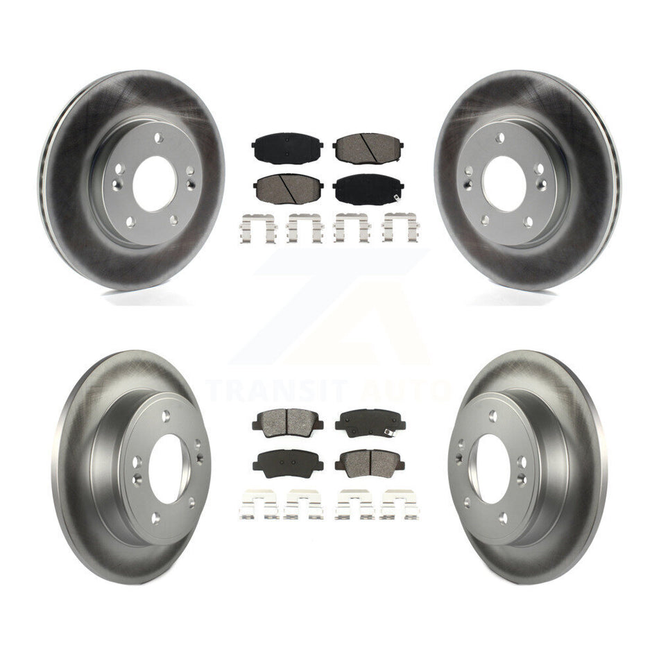Front Rear Coated Disc Brake Rotors And Semi-Metallic Pads Kit For 2014-2016 Kia Soul KGS-102116