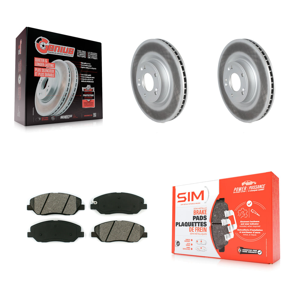 Front Coated Disc Brake Rotors And Semi-Metallic Pads Kit For 2009-2011 Hyundai Genesis 3.8L KGS-102135