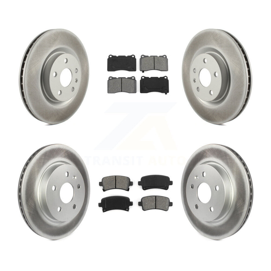 Front Rear Coated Disc Brake Rotors And Semi-Metallic Pads Kit For Cadillac XTS KGS-102143