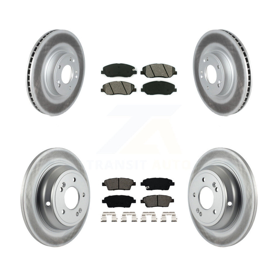 Front Rear Coated Disc Brake Rotors And Semi-Metallic Pads Kit For Hyundai Genesis 3.8L KGS-102145