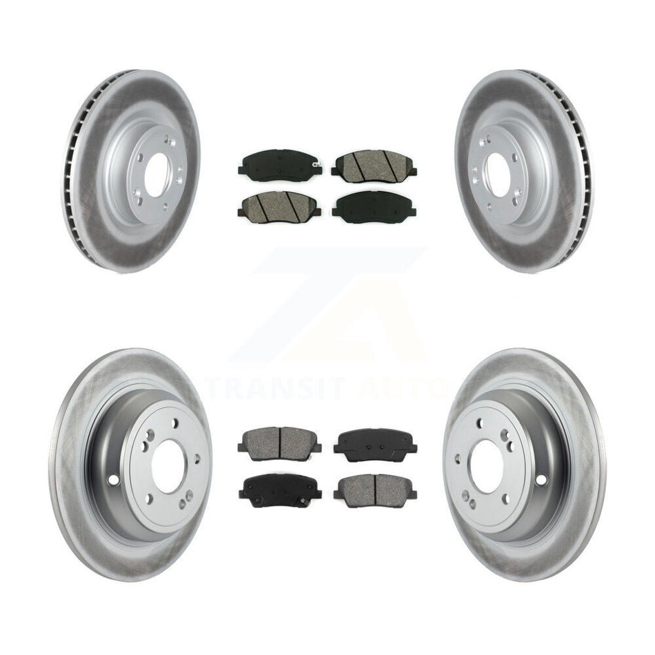 Front Rear Coated Disc Brake Rotors And Semi-Metallic Pads Kit For Hyundai Genesis 3.8L KGS-102146