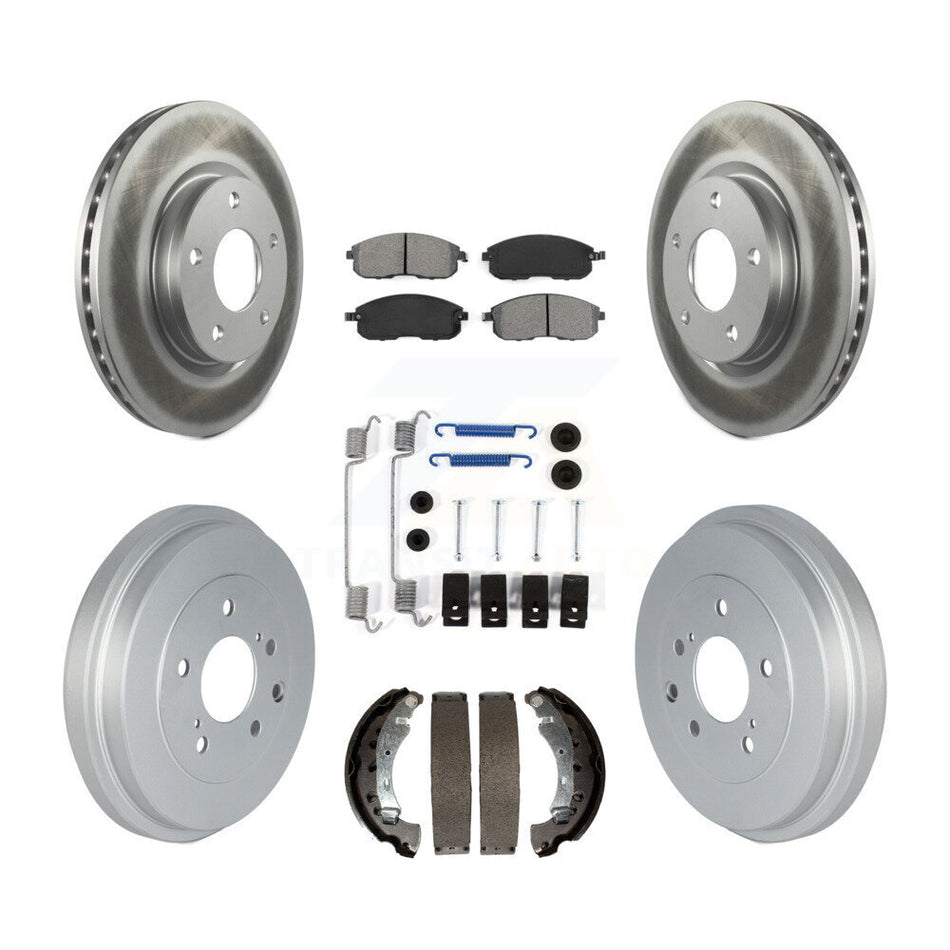 Front Rear Coated Disc Brake Rotors Semi-Metallic Pads And Drum Kit (7Pc) For Nissan Sentra KGS-102154