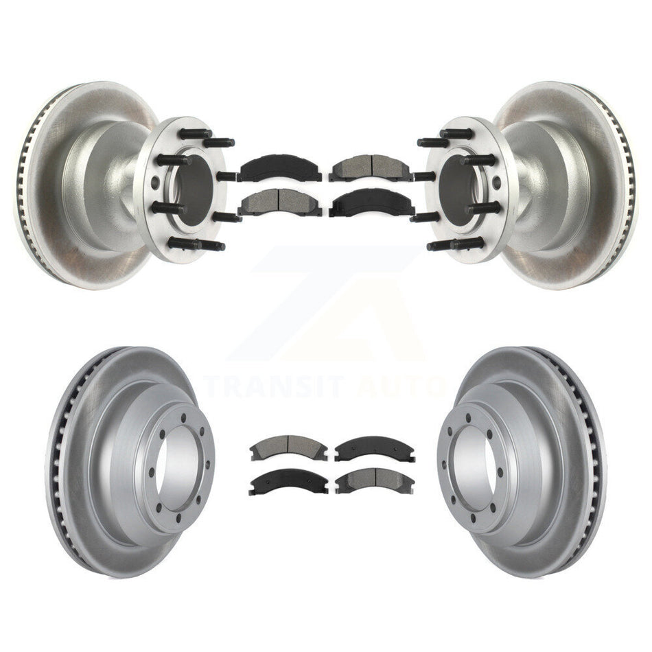 Front Rear Coated Disc Brake Rotors And Semi-Metallic Pads Kit For Ford E-350 Super Duty Econoline With Dual Wheels KGS-102157