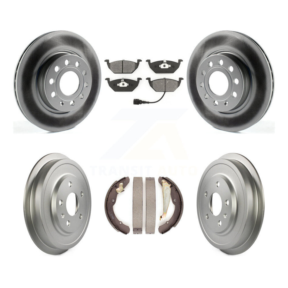 Front Rear Coated Disc Brake Rotors Semi-Metallic Pads And Drum Kit For 2011-2012 Volkswagen Jetta With 280mm Diameter Rotor KGS-102171
