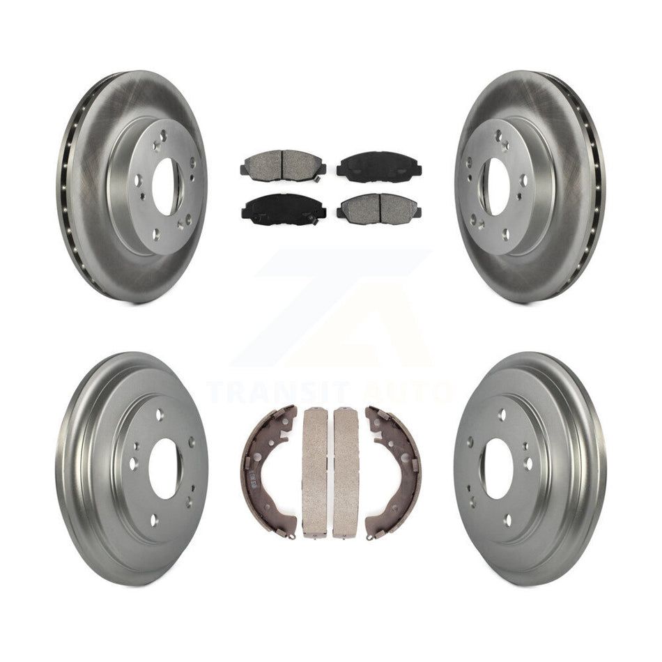 Front Rear Coated Disc Brake Rotors Semi-Metallic Pads And Drum Kit For Honda Civic KGS-102174