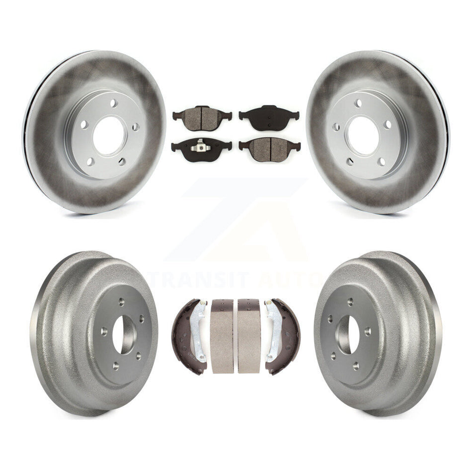 Front Rear Coated Disc Brake Rotors Semi-Metallic Pads And Drum Kit For 2010-2013 Ford Connect KGS-102186