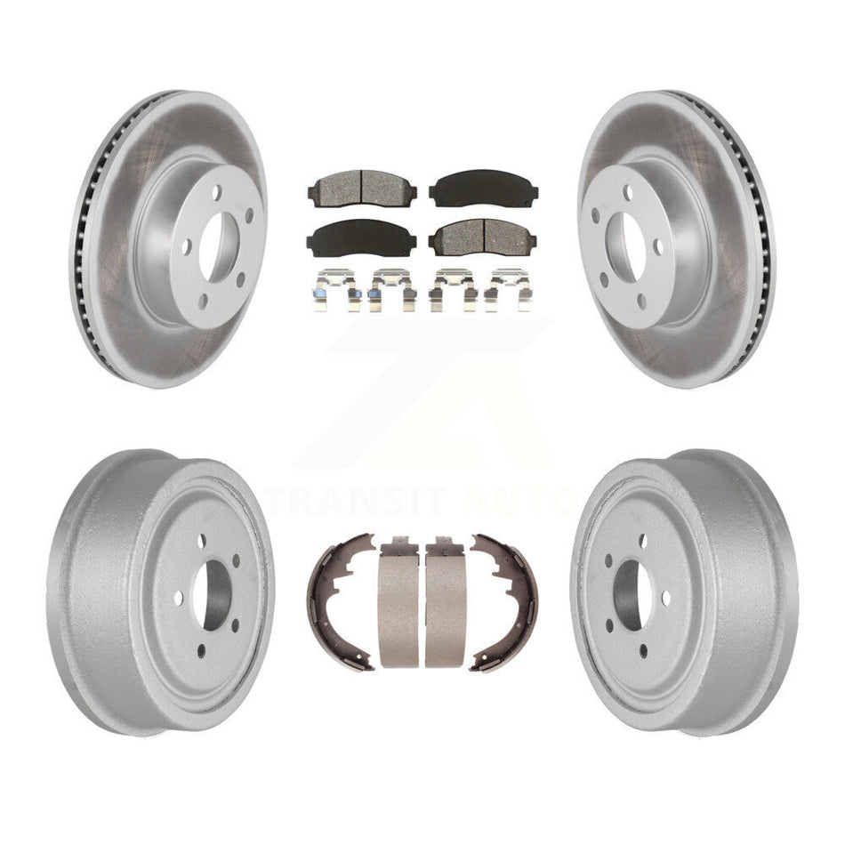 Front Rear Coated Disc Brake Rotors Semi-Metallic Pads And Drum Kit For Ford Ranger Mazda B4000 With 10" Diameter KGS-102196