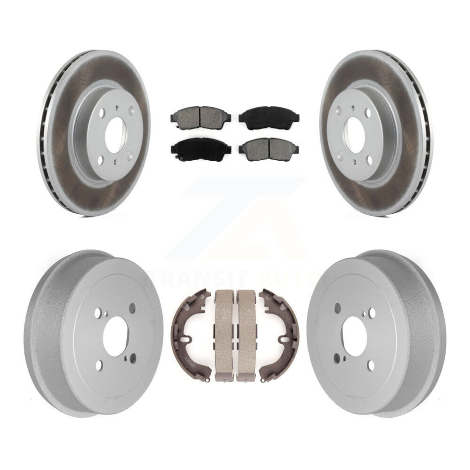 Front Rear Coated Disc Brake Rotors Semi-Metallic Pads And Drum Kit For 1993-1997 Toyota Corolla Geo Prizm KGS-102207