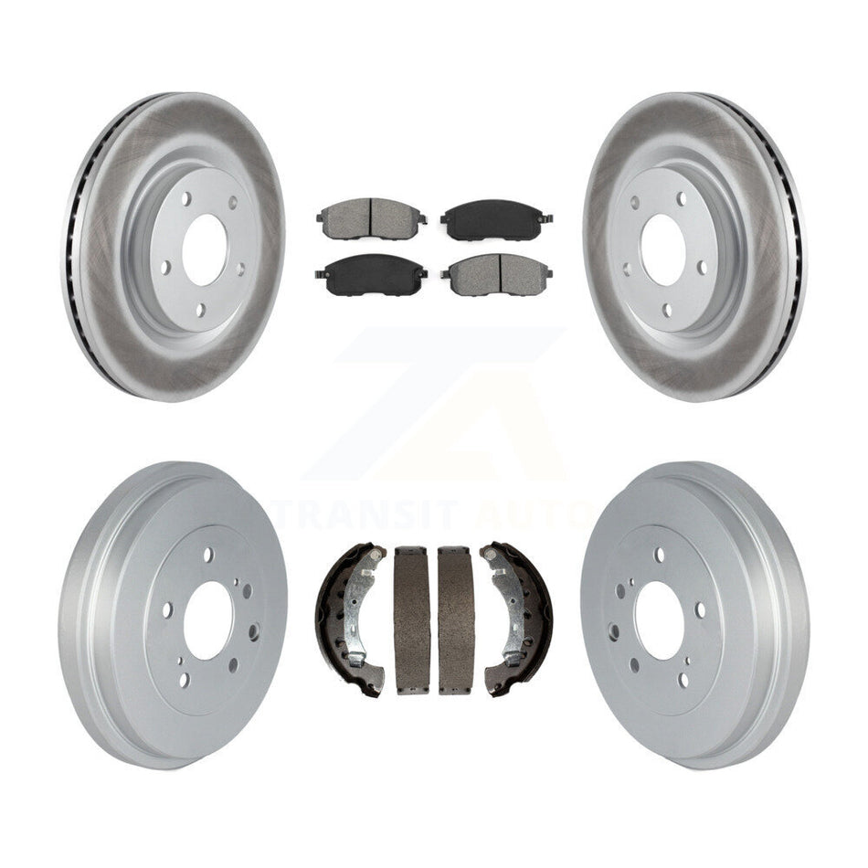 Front Rear Coated Disc Brake Rotors Semi-Metallic Pads And Drum Kit For 2017-2019 Nissan Sentra Turbocharged KGS-102216